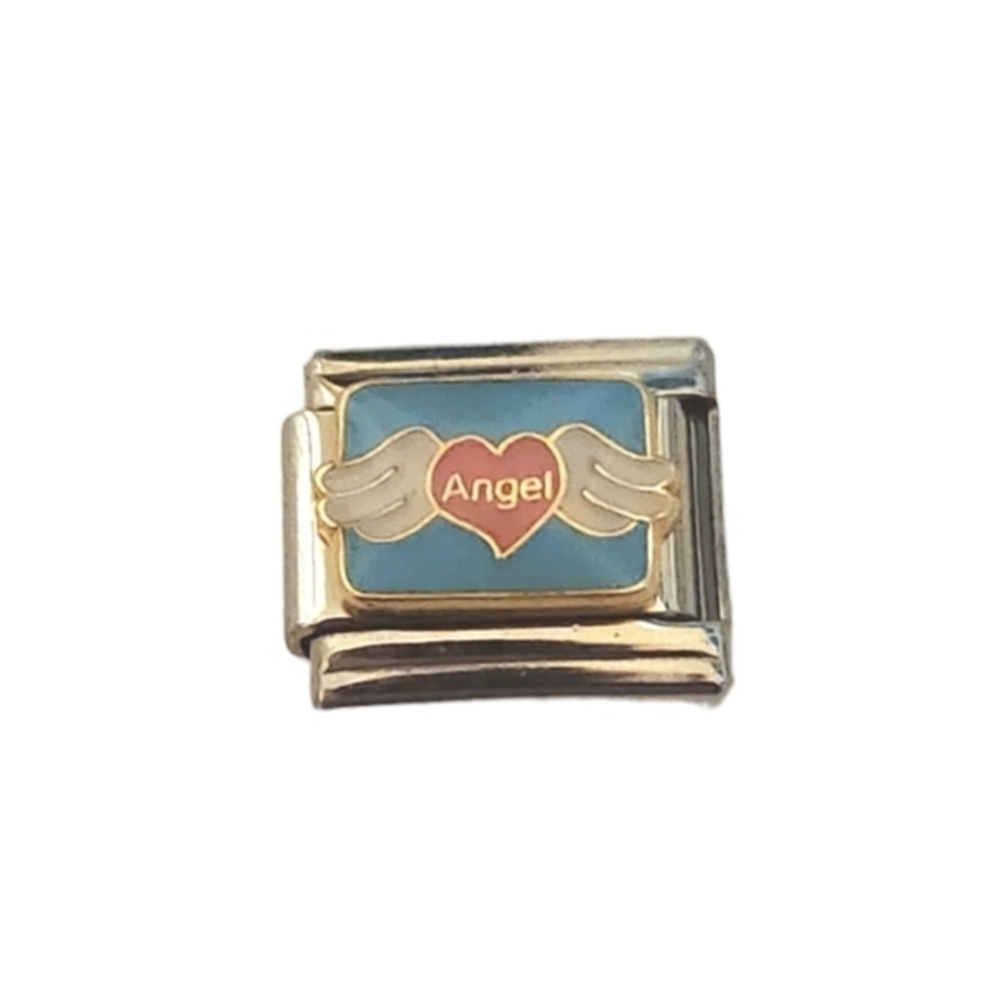 Italian Charmlink for Charm‎ Bracelet Angel in Heart ❤️ with Wings🪽 9mm